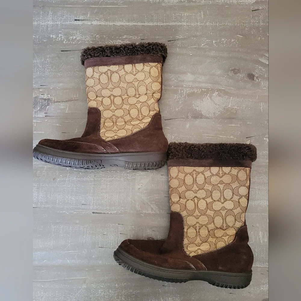 Coach Sherman Signature Winter Boots Size 5.5b